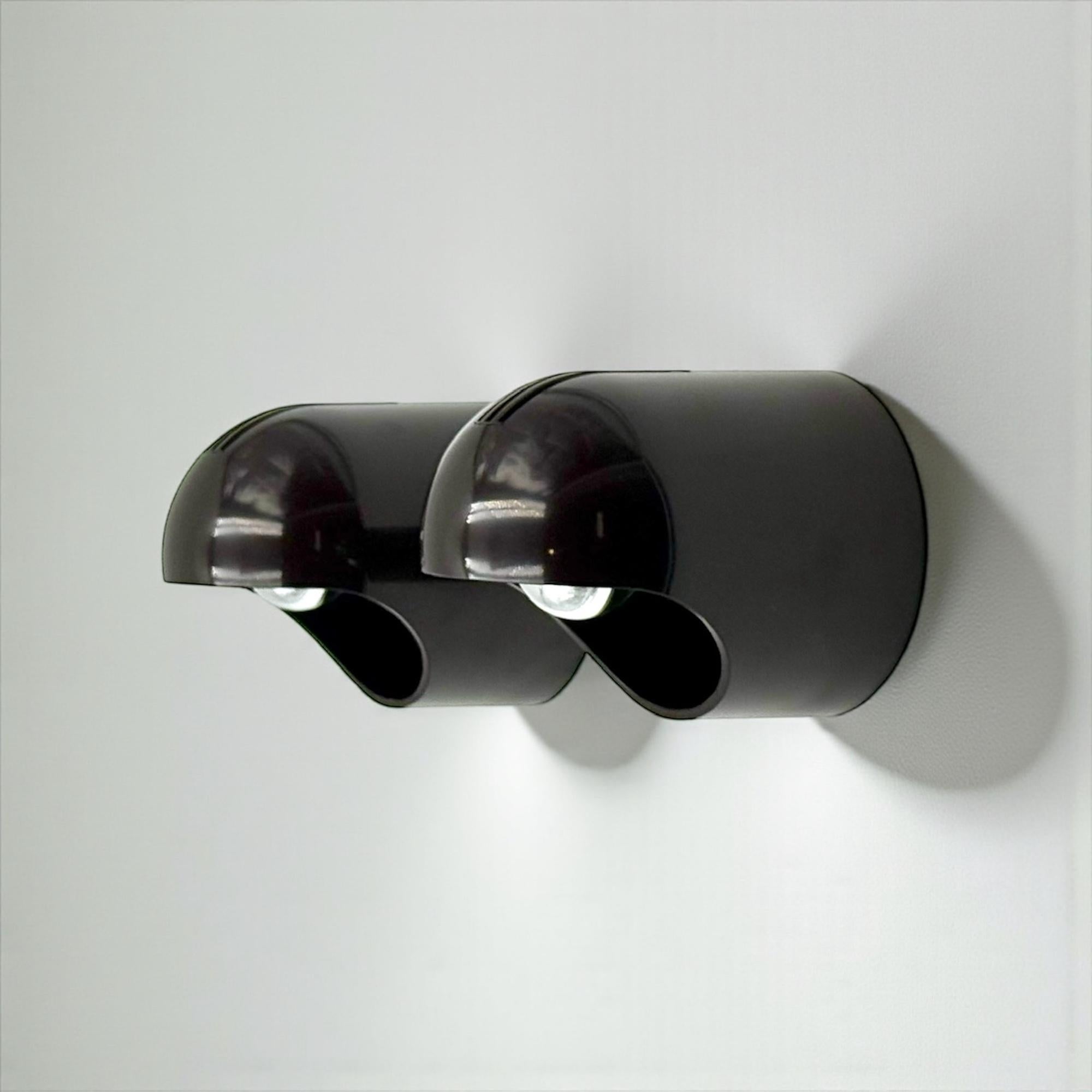 Pareja de Lámparas de Pared Gedy Marrones Makio Hasuike Años 70 Diseño Italiano NOS en venta 7