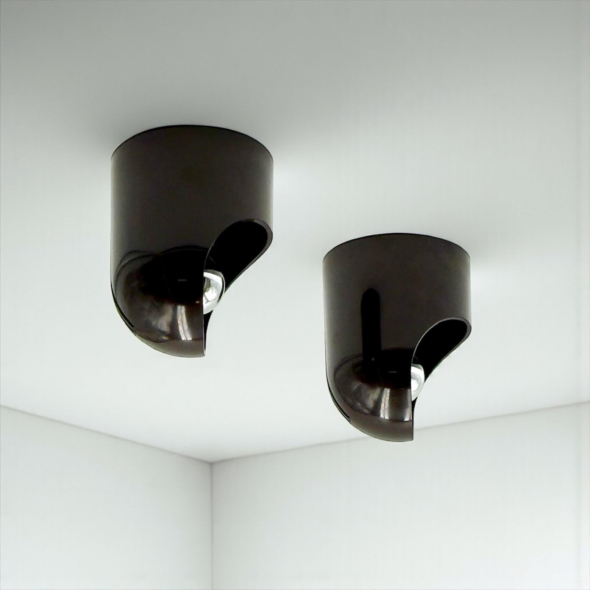 Pareja de Lámparas de Pared Gedy Marrones Makio Hasuike Años 70 Diseño Italiano NOS en venta 8