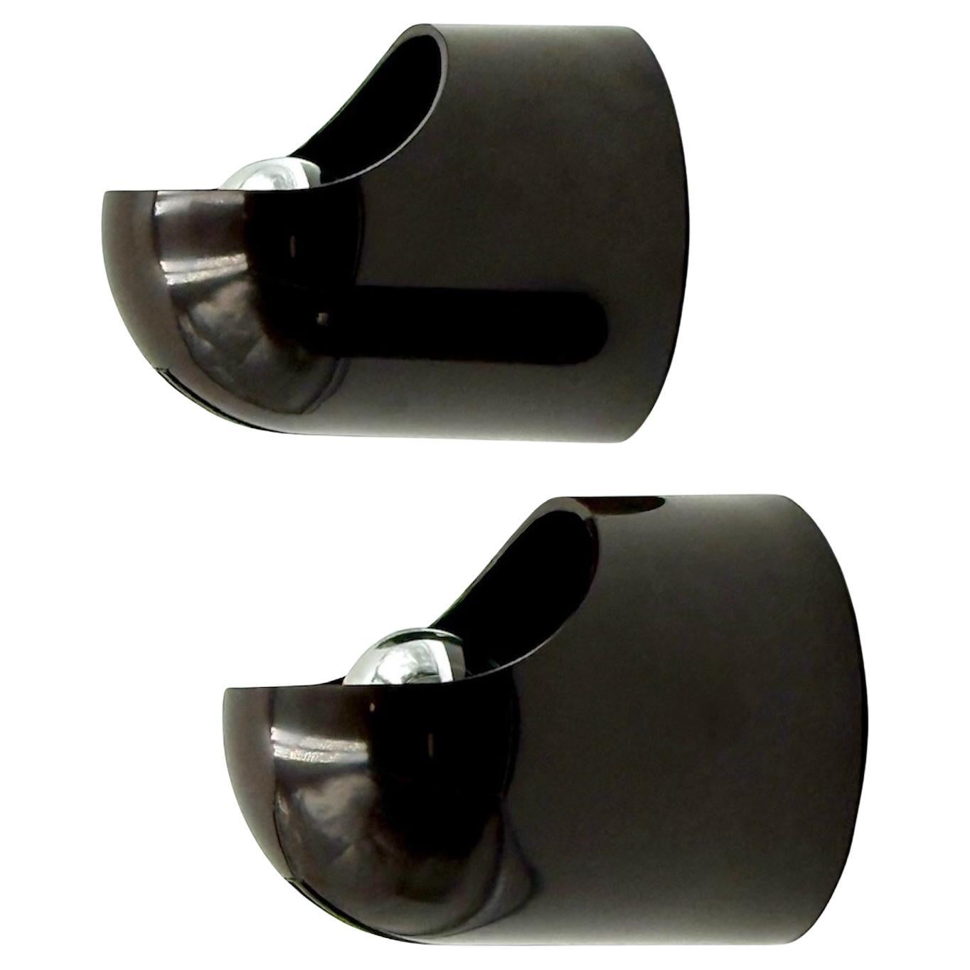 Pareja de Lámparas de Pared Gedy Marrones Makio Hasuike Años 70 Diseño Italiano NOS en venta