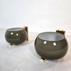 Pair of brown glass and brass sconces, Italy
