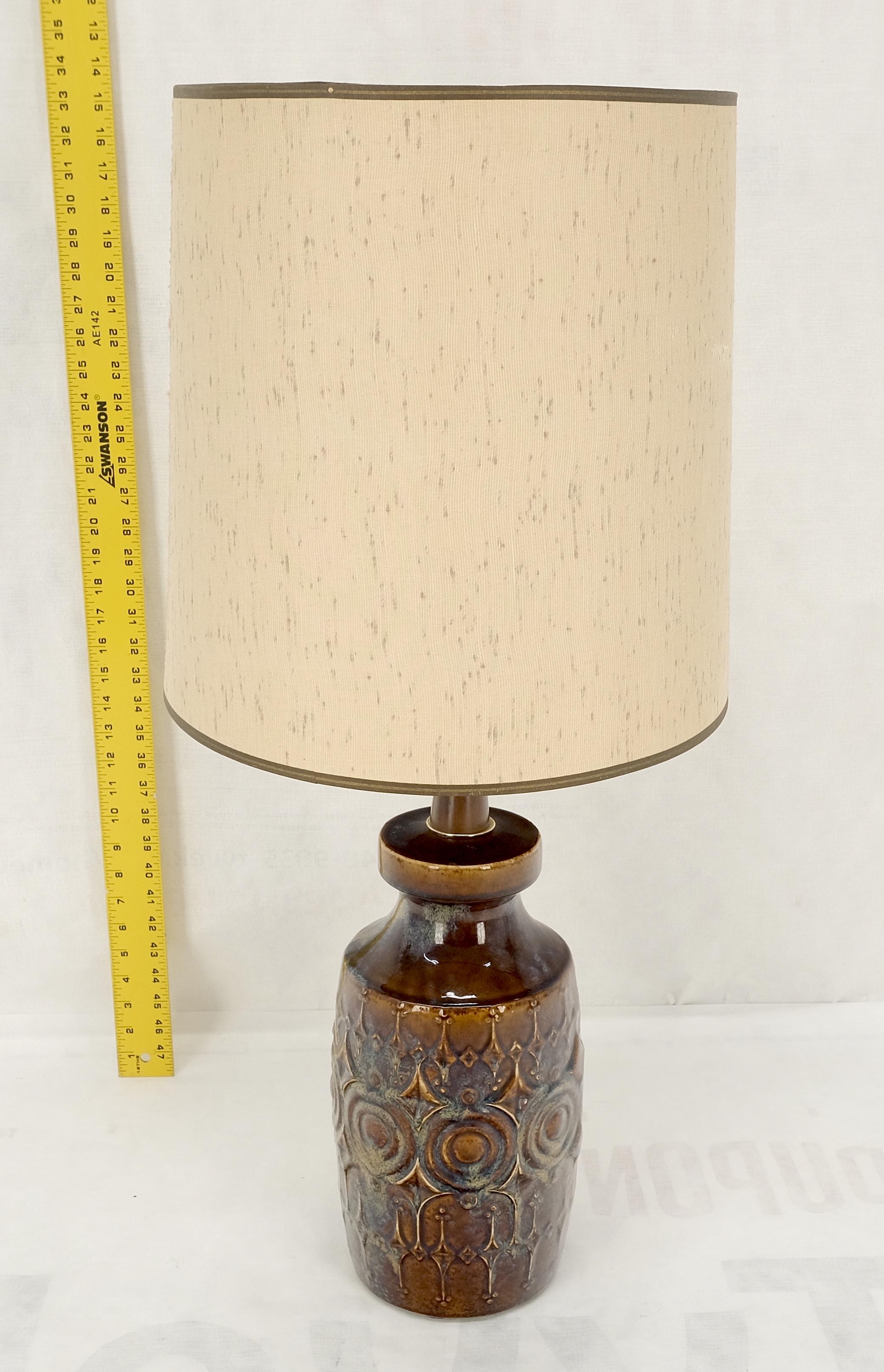 Pair of Brown Grey Blue Glazed Pottery Ceramic Vase Shape Table Lamp MINT! For Sale 9