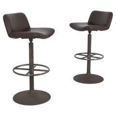 Pair of Brown Ilmari Tapiovaara Caribe Bar Stools, Finland 1960s