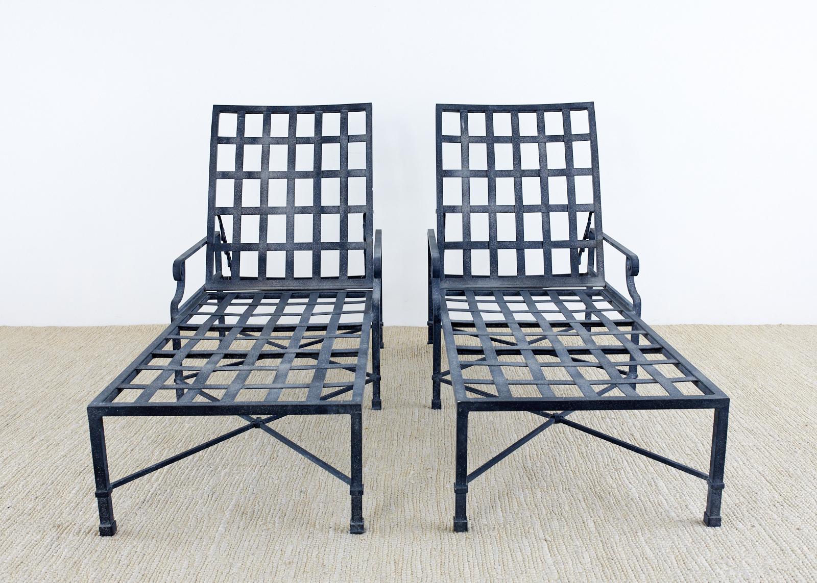 Powder-Coated Pair of Brown Jordan Venetian Aluminum Chaise Lounges