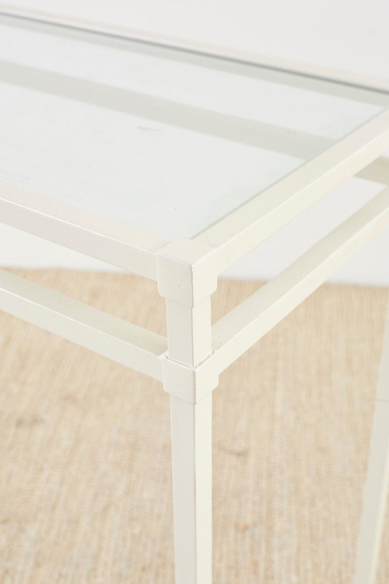 Pair of Brown Jordan Aluminum Patio Garden Console Tables For Sale at