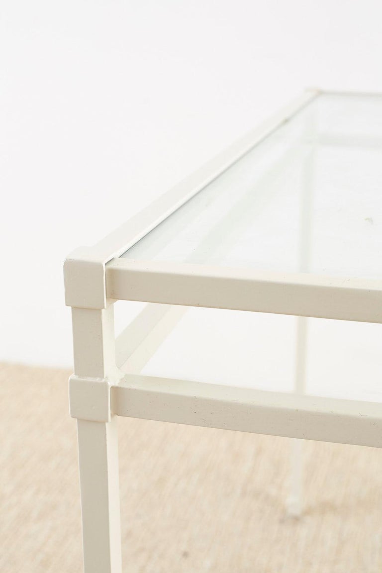 Pair of Brown Jordan Aluminum Patio Garden Console Tables For Sale at