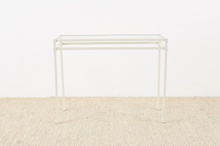 Pair of Brown Jordan Aluminum Patio Garden Console Tables For Sale at