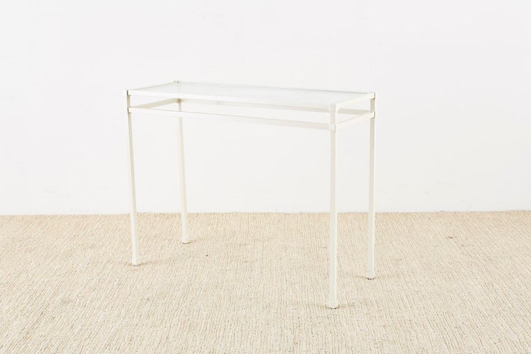 Pair of Brown Jordan Aluminum Patio Garden Console Tables For Sale at