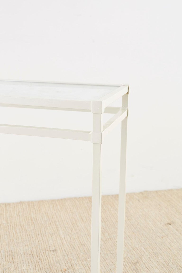 Pair of Brown Jordan Aluminum Patio Garden Console Tables For Sale at