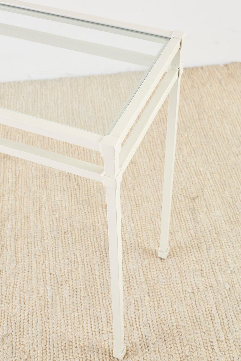 Pair of Brown Jordan Aluminum Patio Garden Console Tables For Sale at