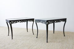 Pair of Brown Jordan Neoclassical Garden Drink Tables