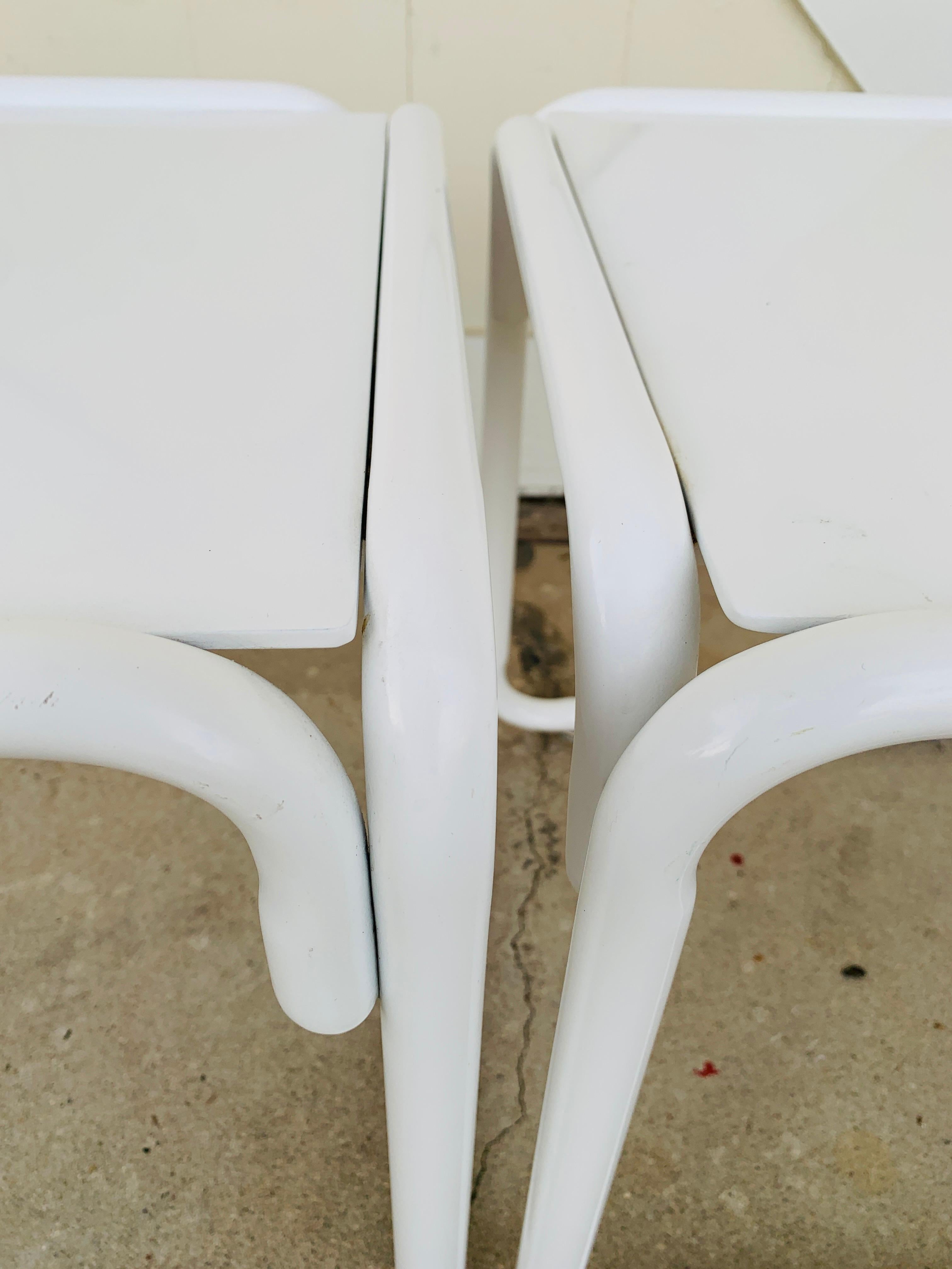 Pair of Brown Jordan Patio Table in White Metal 6