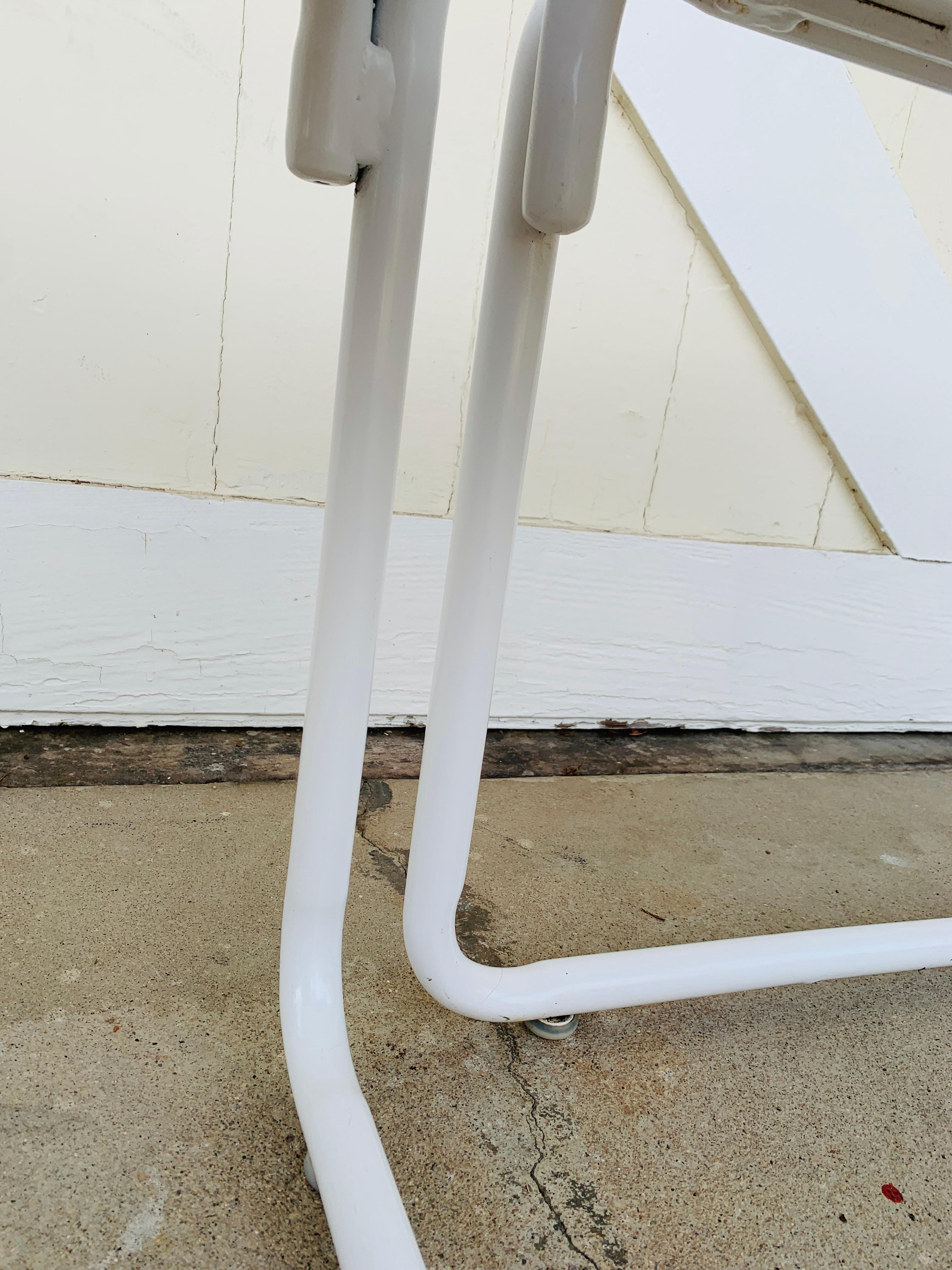 Pair of Brown Jordan Patio Table in White Metal 7