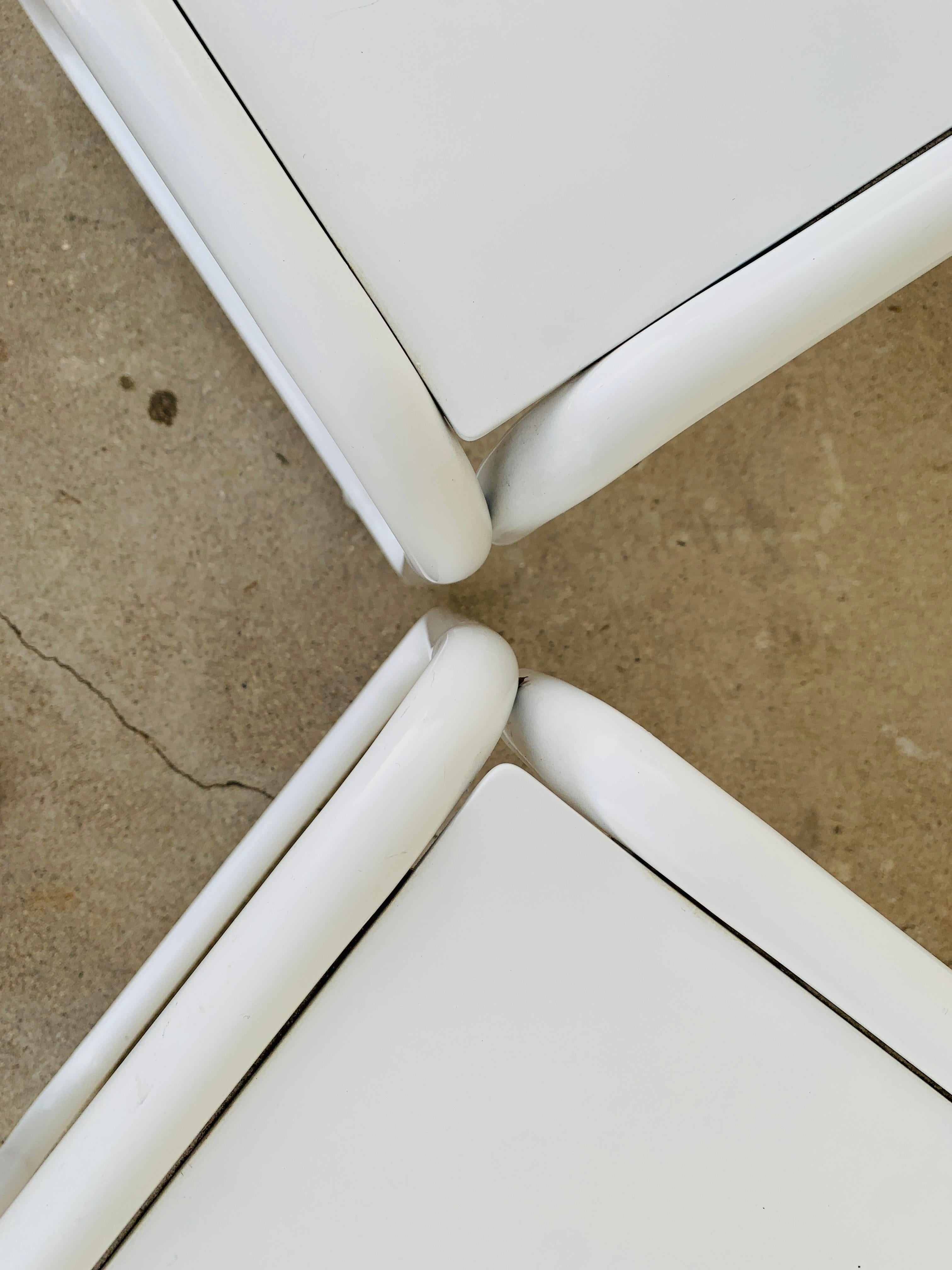 Pair of Brown Jordan Patio Table in White Metal 10