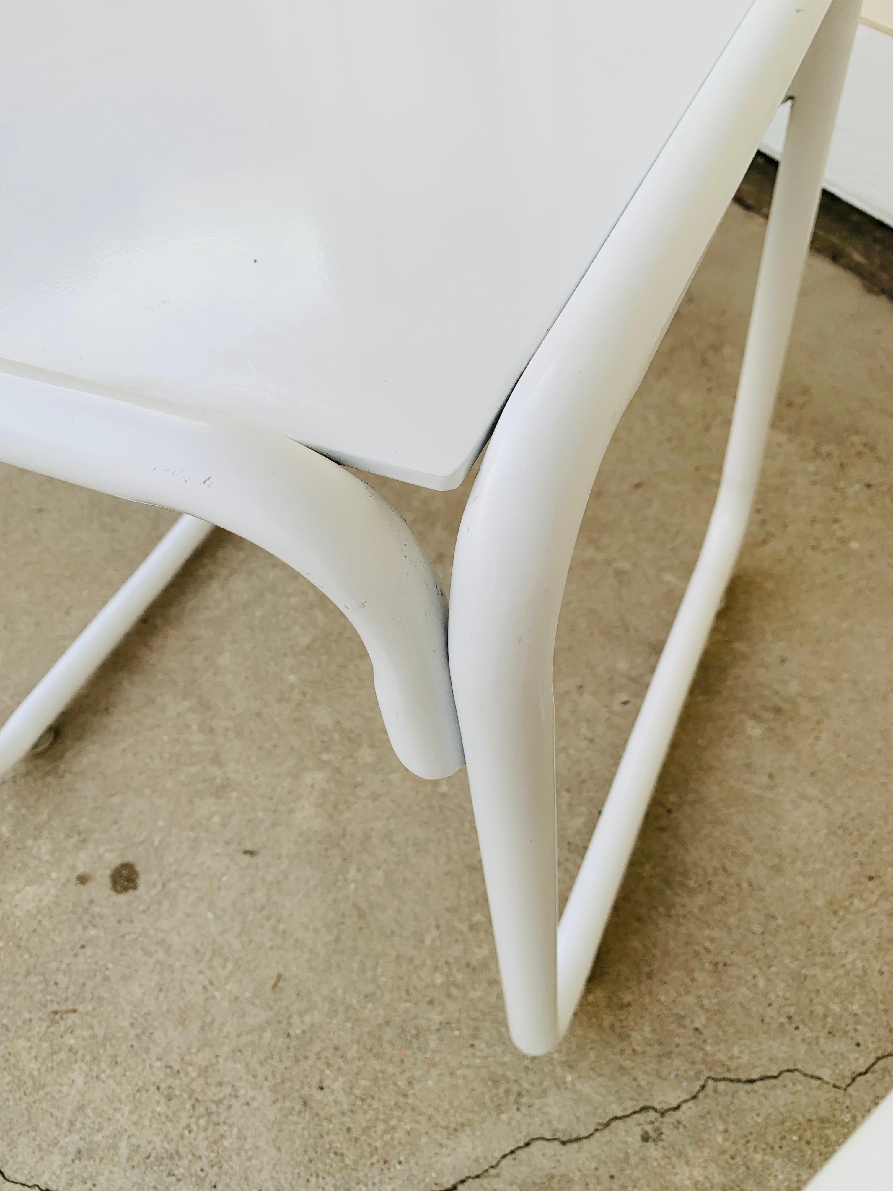 Pair of Brown Jordan Patio Table in White Metal 12