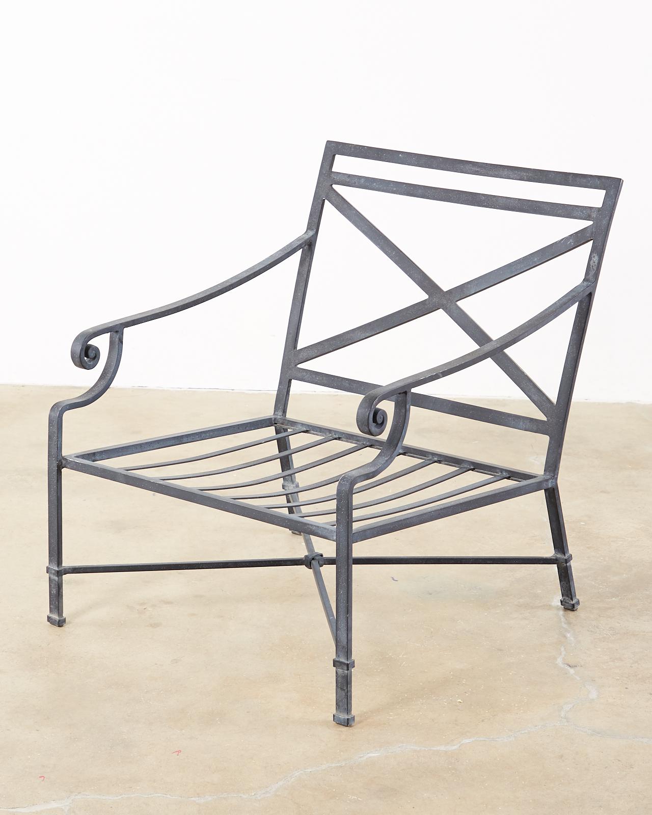 Fabric Pair of Brown Jordan Venetian Aluminum Patio Lounge Chairs