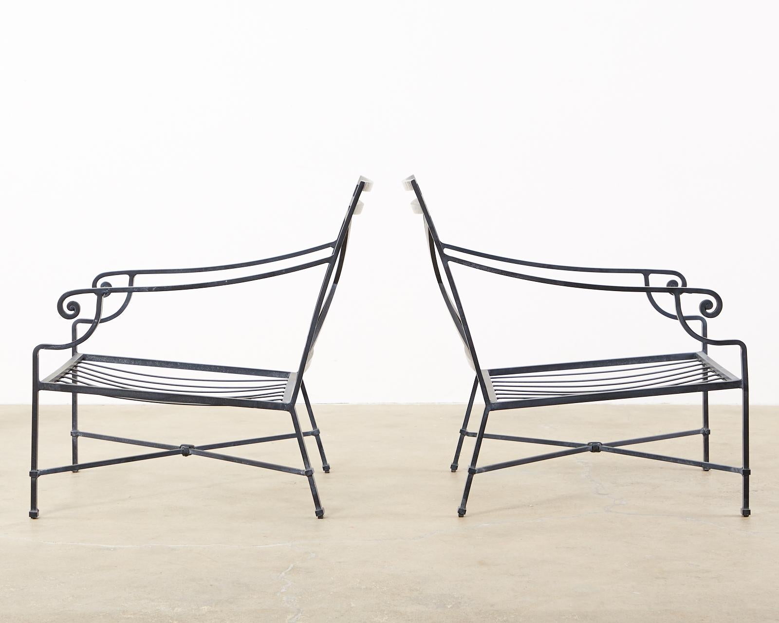 Powder-Coated Pair of Brown Jordan Venetian Aluminum Patio Lounge Chairs