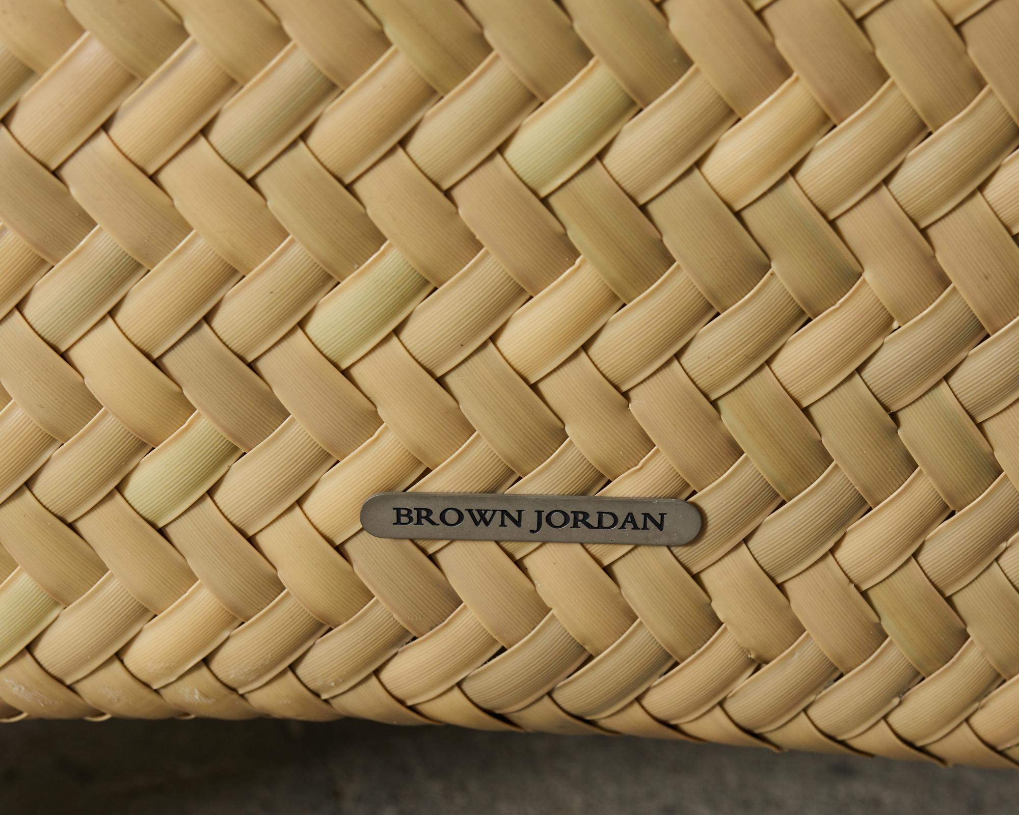 Pair of Brown Jordan Wicker Havana Lounge Chairs and Ottomans 3