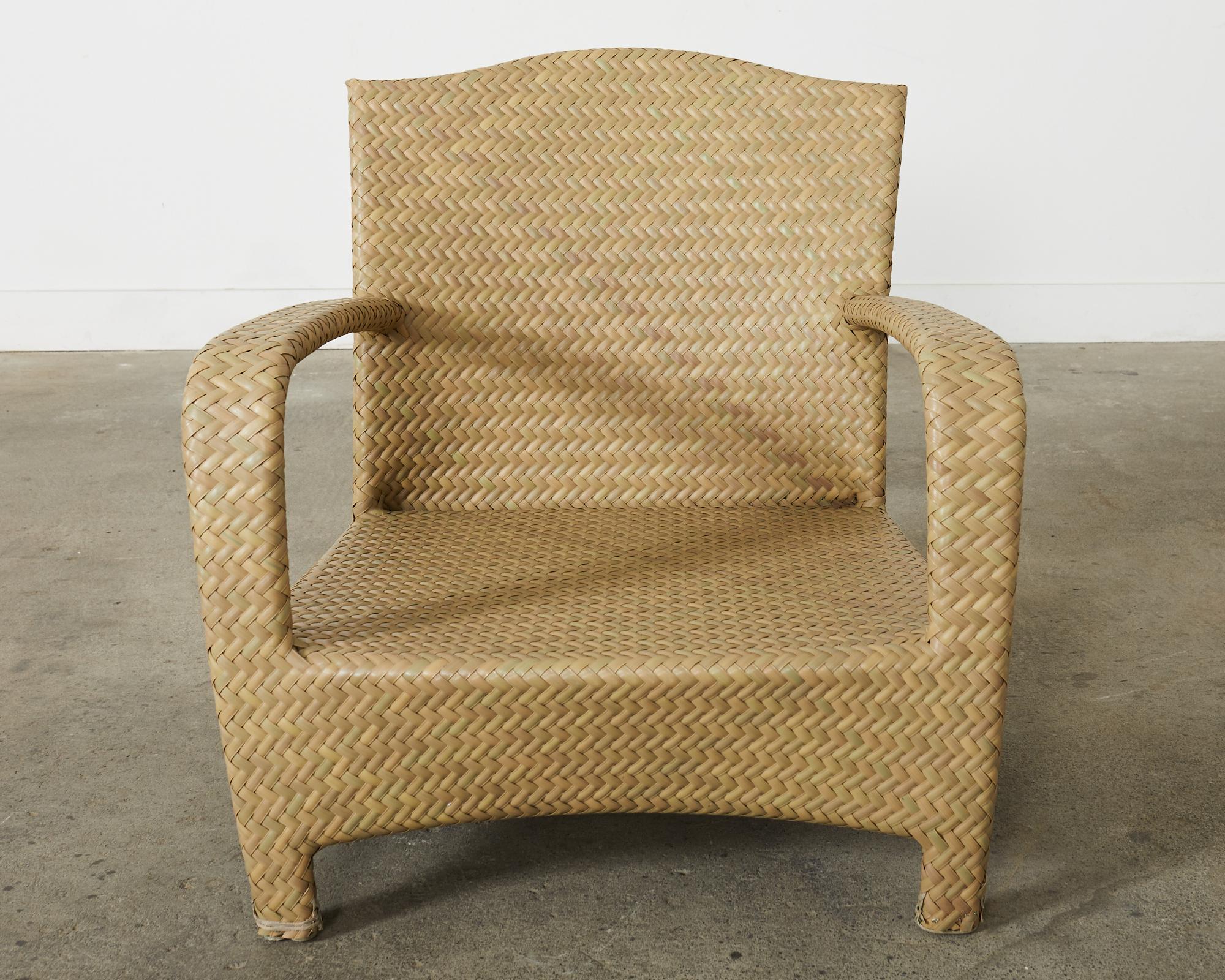 Pair of Brown Jordan Wicker Havana Lounge Chairs and Ottomans 5