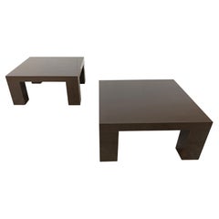 Pair of brown lacquer coffee tables, 1970s