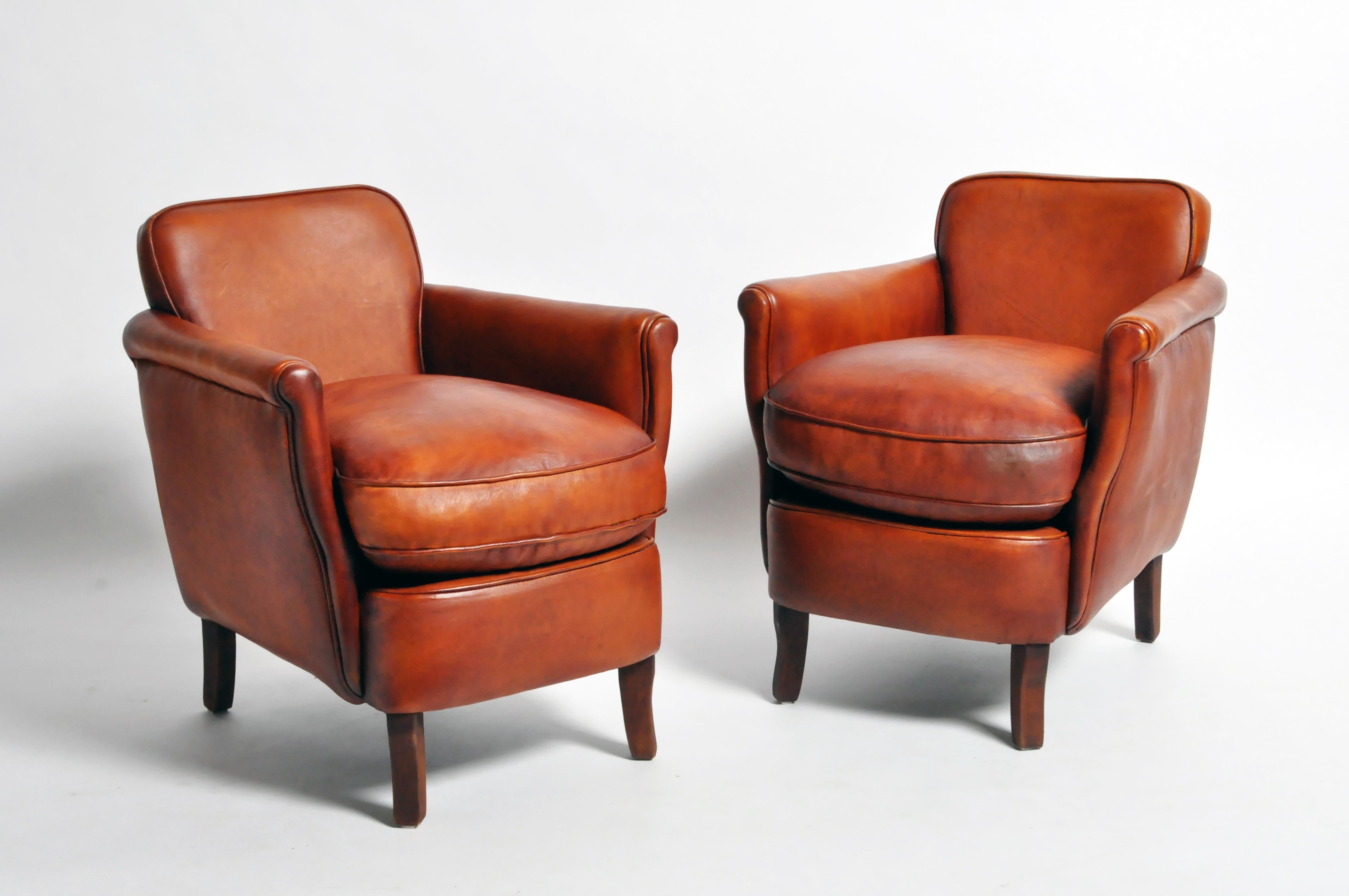 Pair of Brown Leather Armchairs 15