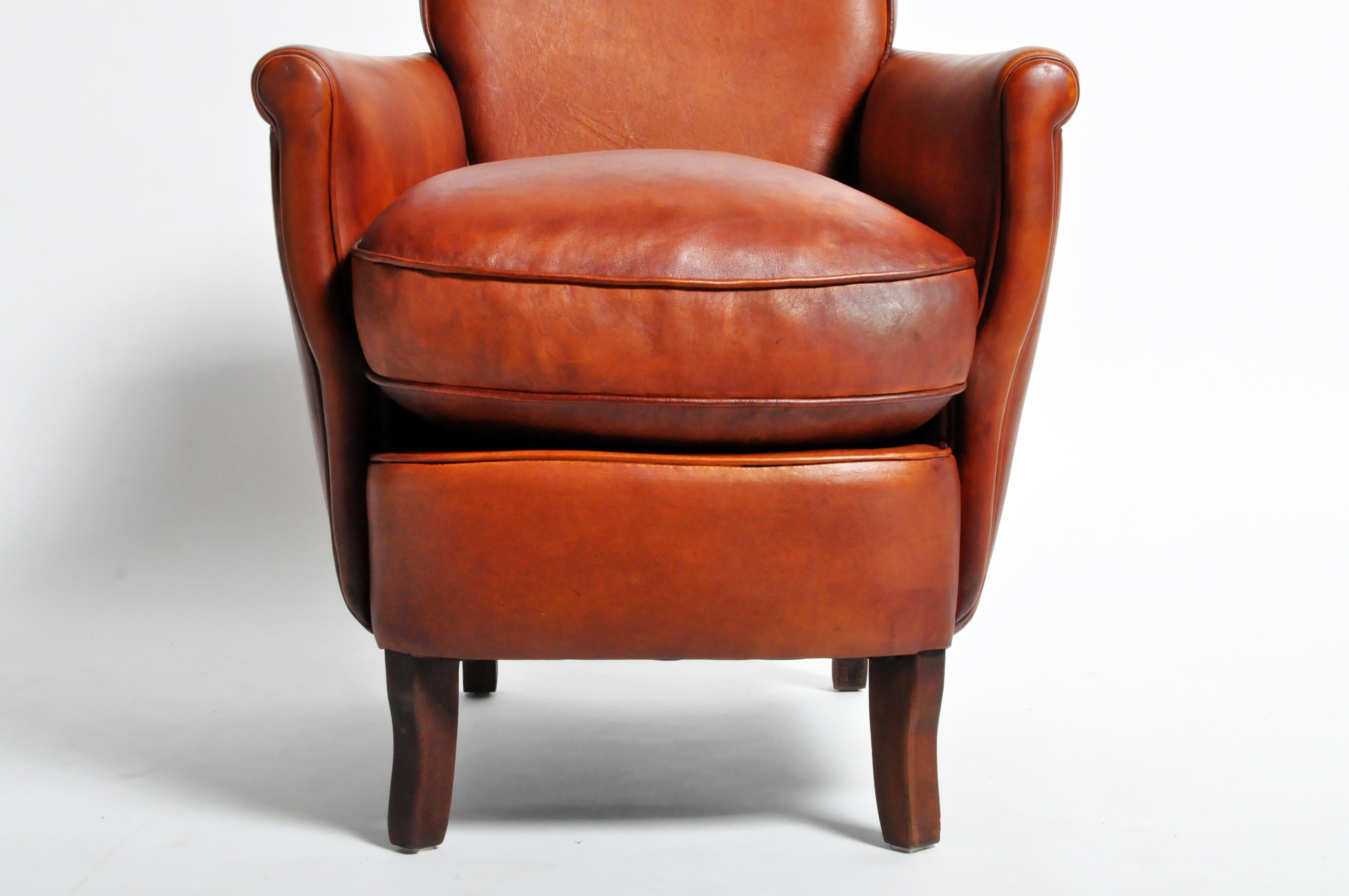 Pair of Brown Leather Armchairs 4