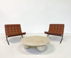 Pair of Brown Leather Barcelona Chairs by Mies Van Der Rohe for Knoll