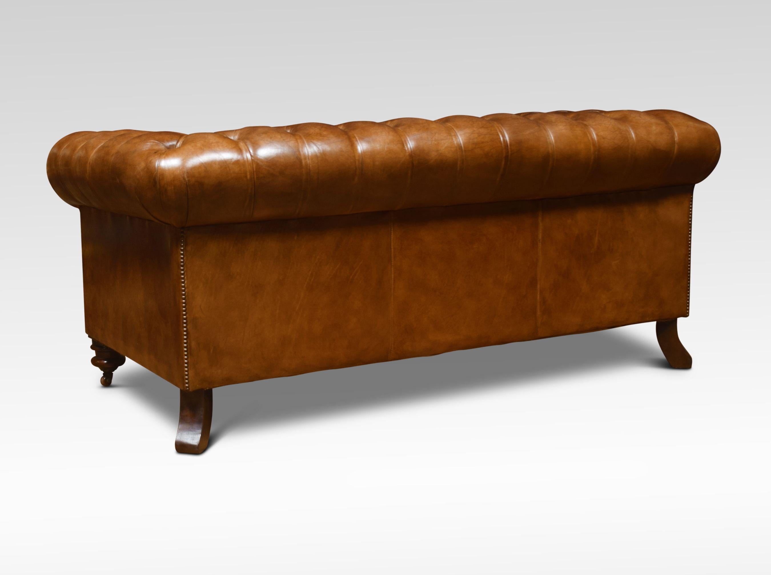 Pair of Brown Leather Chesterfield 5