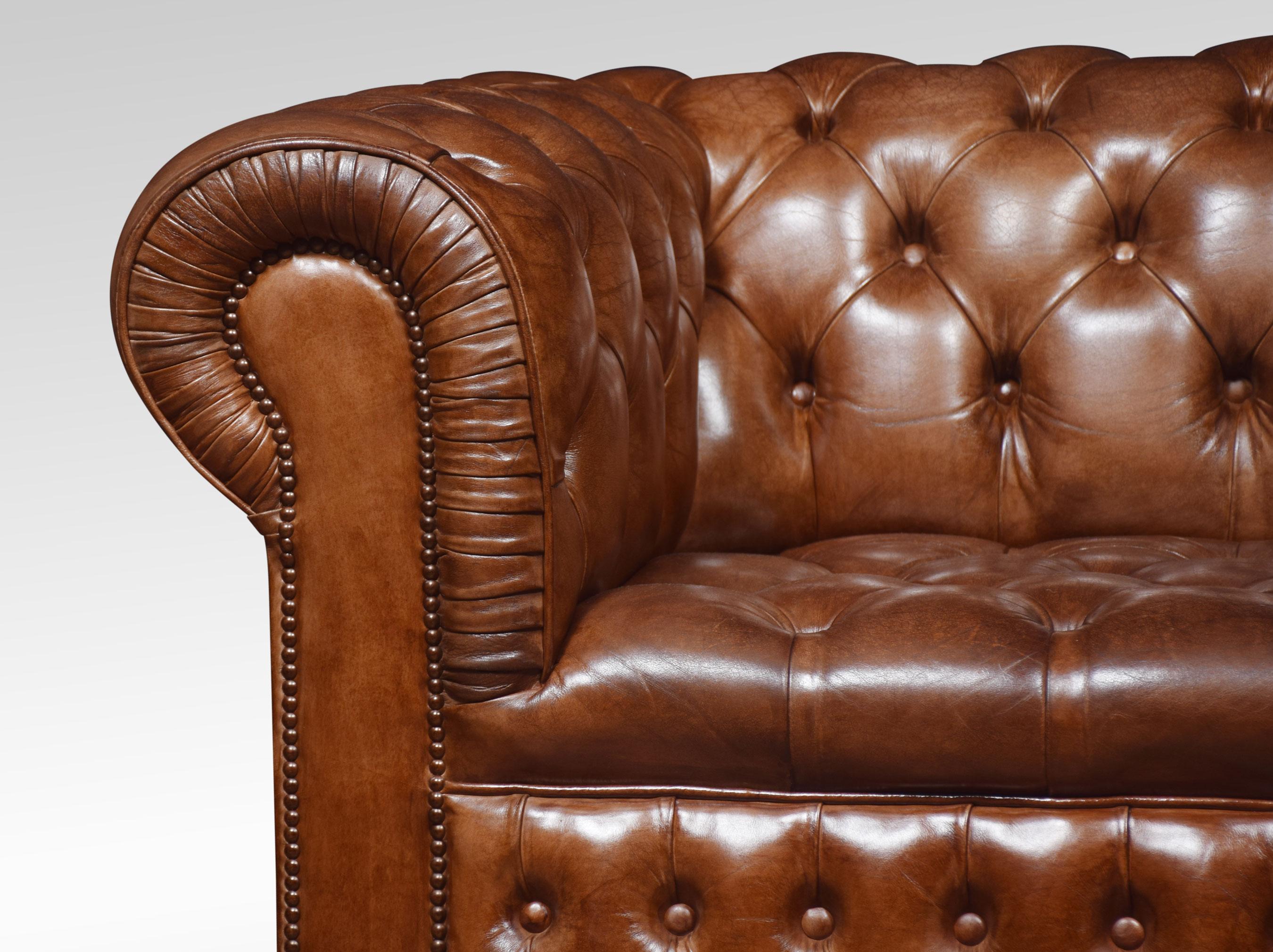 Pair of Brown Leather Chesterfield 2