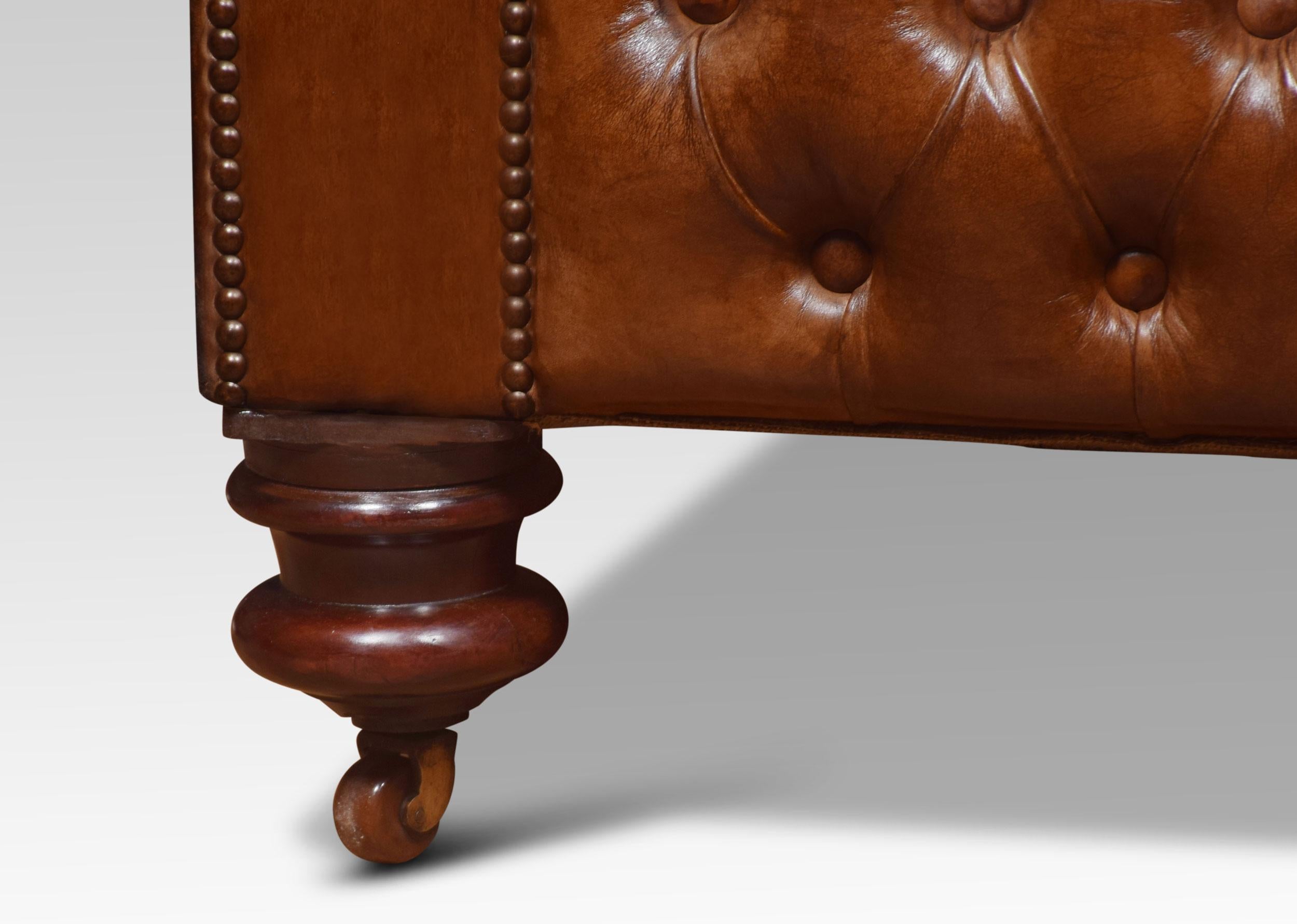 Pair of Brown Leather Chesterfield 3