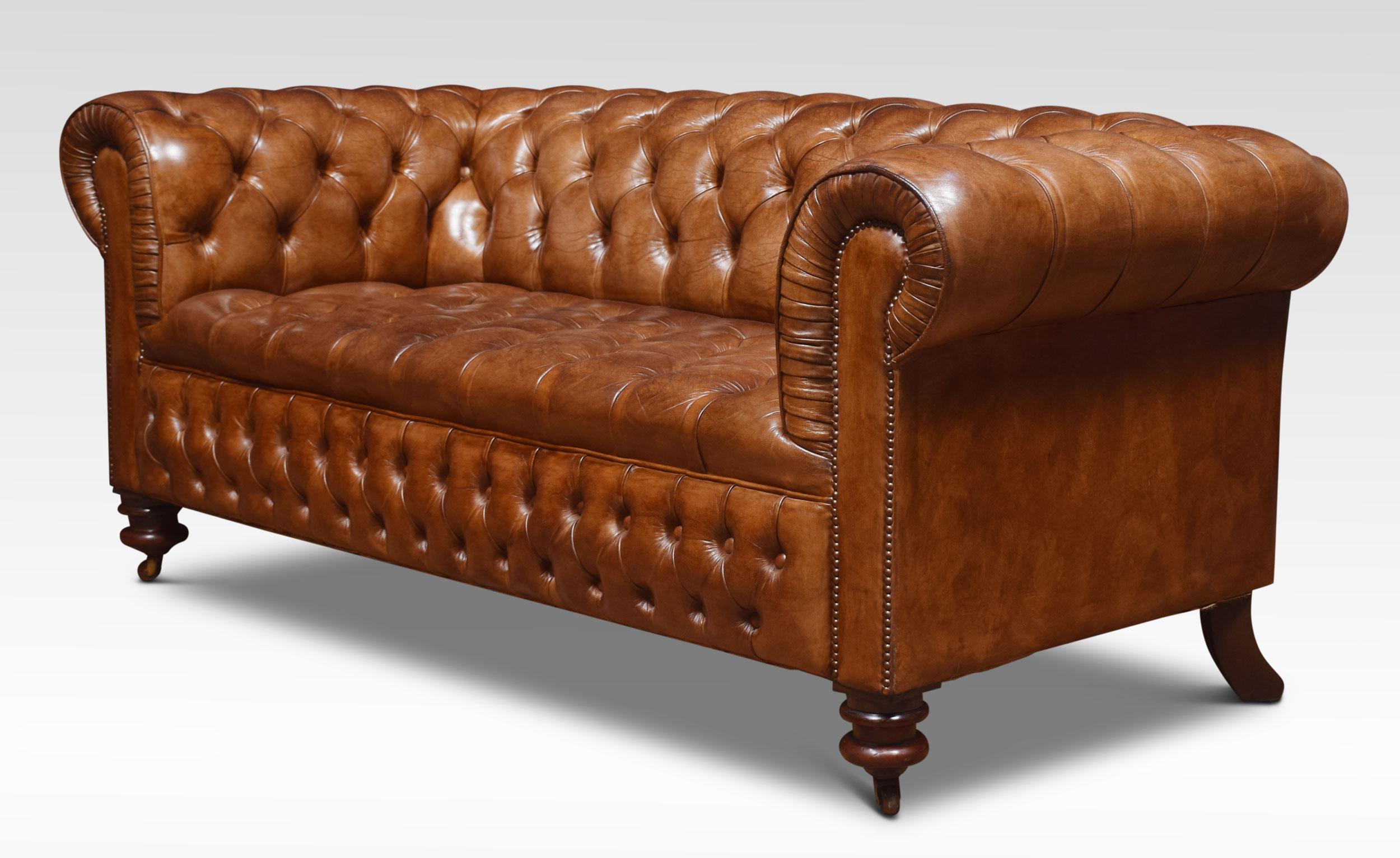 Pair of Brown Leather Chesterfield 4