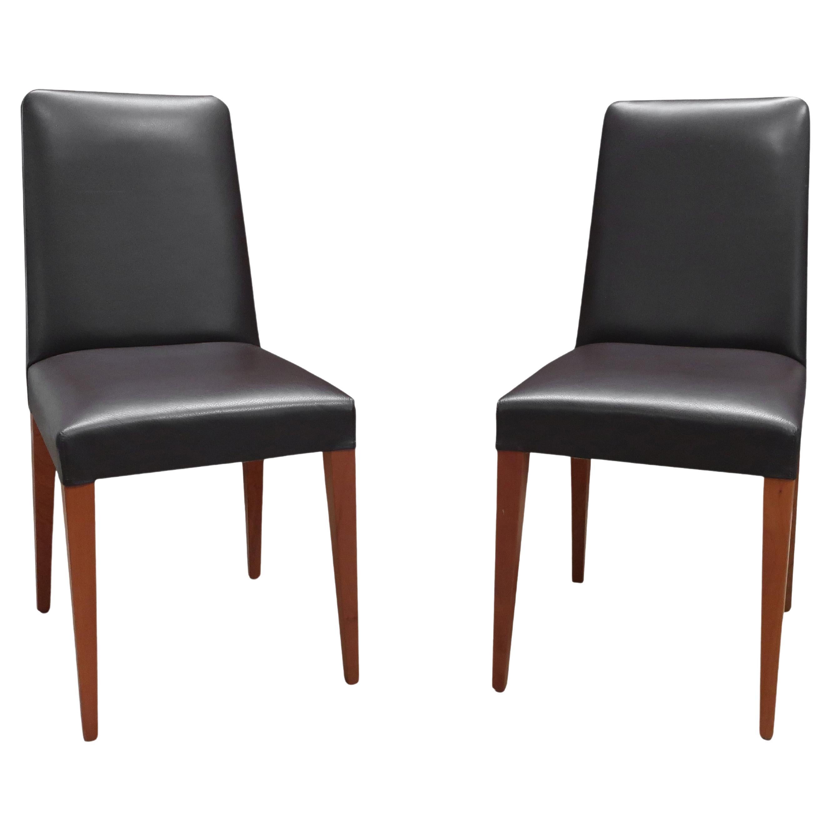Pair of Brown Leather "Classic Chair" by Roberto Lazzeroni for Ceccotti Collezio For Sale