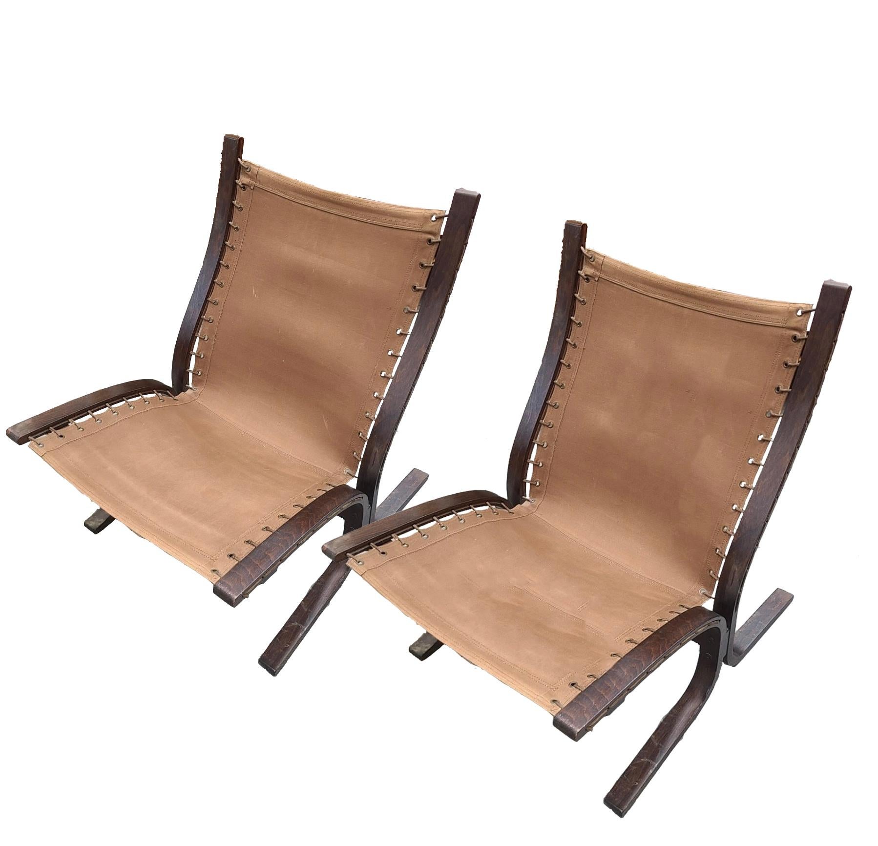 Ingmar Relling: Siesta-Stühle aus braunem Leder, Paar (Moderne der Mitte des Jahrhunderts) im Angebot