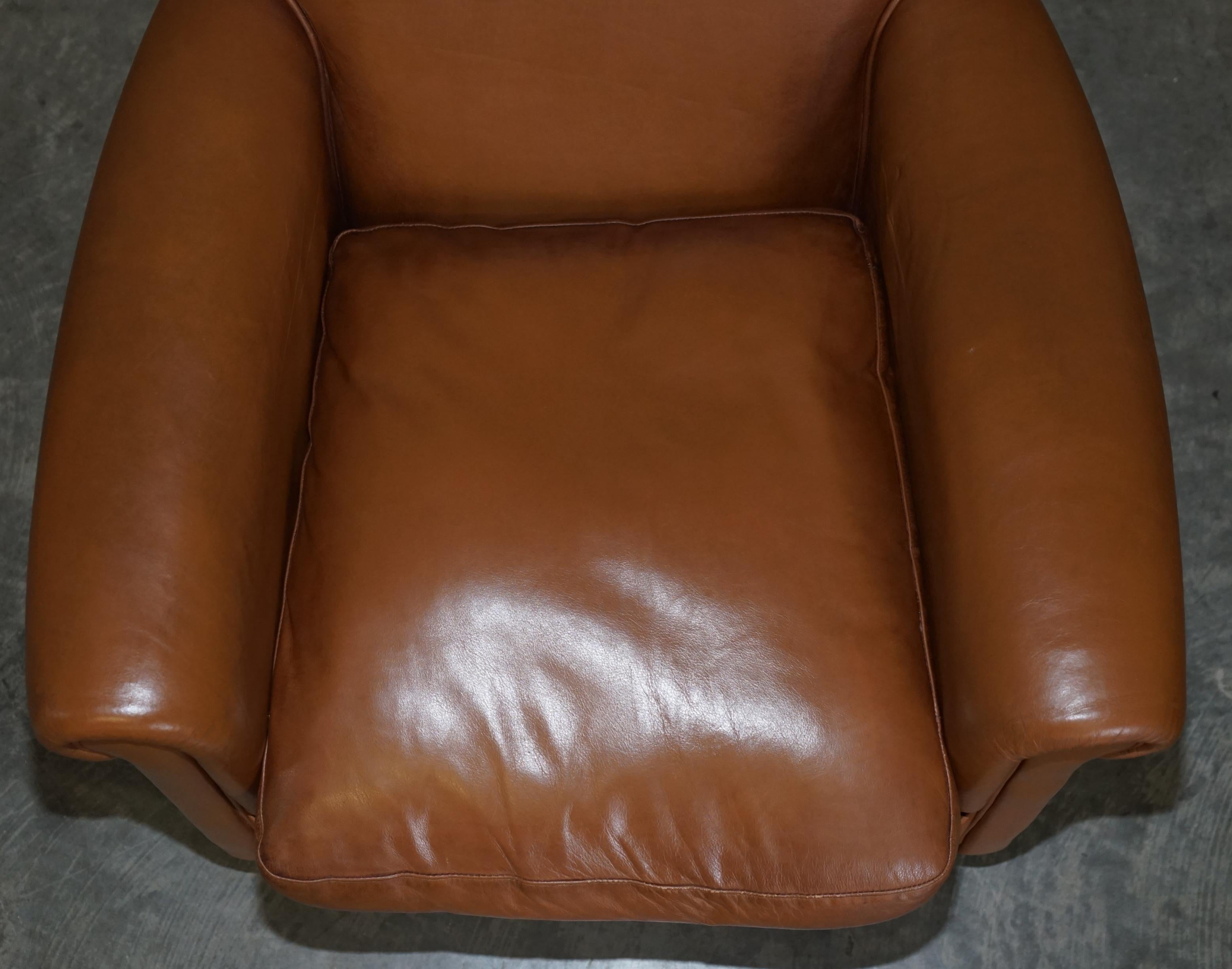 Pair of Brown Leather Laura Ashley Burlington Armchairs Matching Sofa Available 8