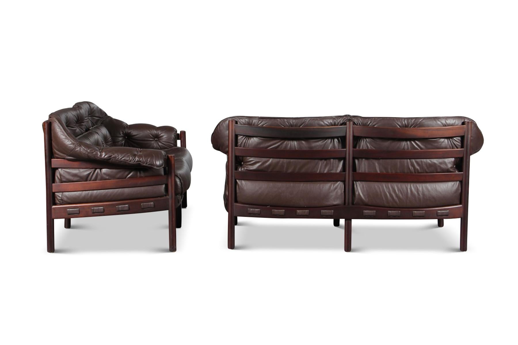 Other Pair of Brown Leather Loveseats by Arne Norell