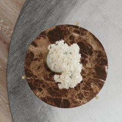 Pair of Brown Marble Gold Side Tables