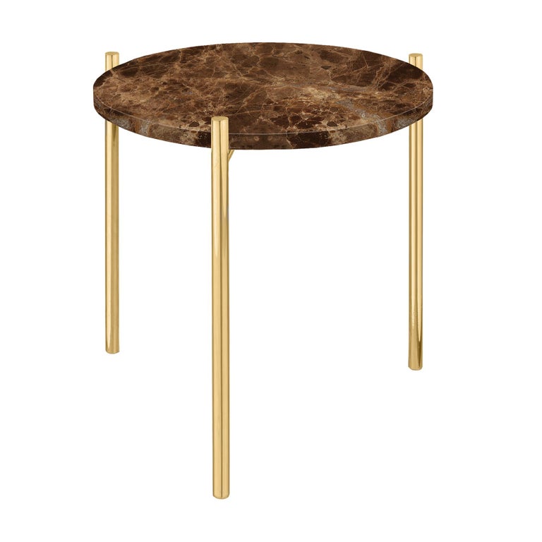 Pair of Brown Marble Gold Side Tables For Sale at 1stDibs