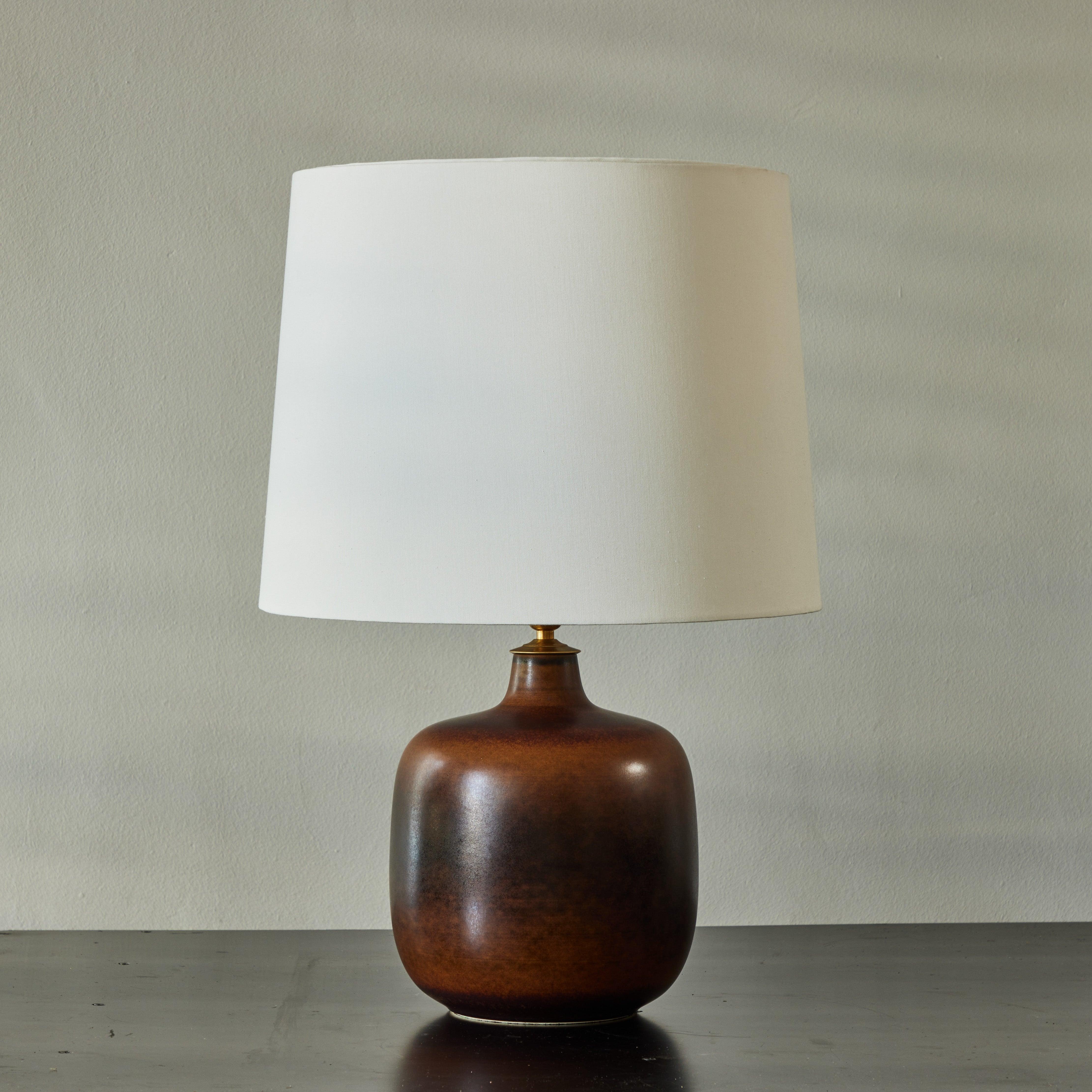 Mid-20th Century Pair of Brown Midcentury Glazed Ceramic Table Lamps
