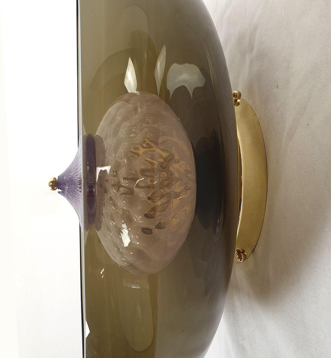 Paire d'appliques en verre de Murano brun en vente 6