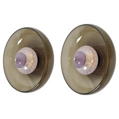 Pair of brown Murano glass sconces