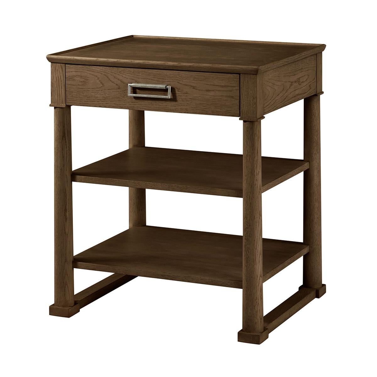 Pair of Brown Oak Empire Nightstands In New Condition For Sale In Westwood, NJ