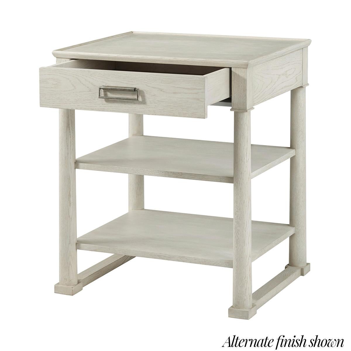 Contemporary Pair of Brown Oak Empire Nightstands For Sale
