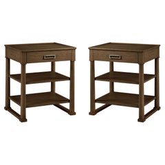 Pair of Brown Oak Empire Nightstands