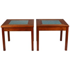 Pair of Brown Saltman Constellation Side Tables with Enameled Copper Insert