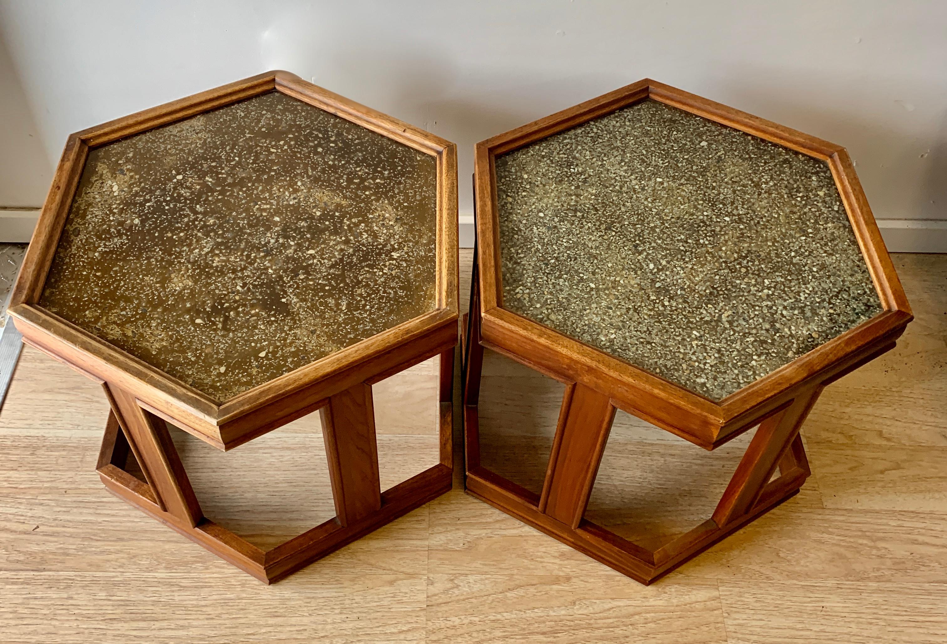 Mid-Century Modern Pair of Brown Saltman Tables by John Keal