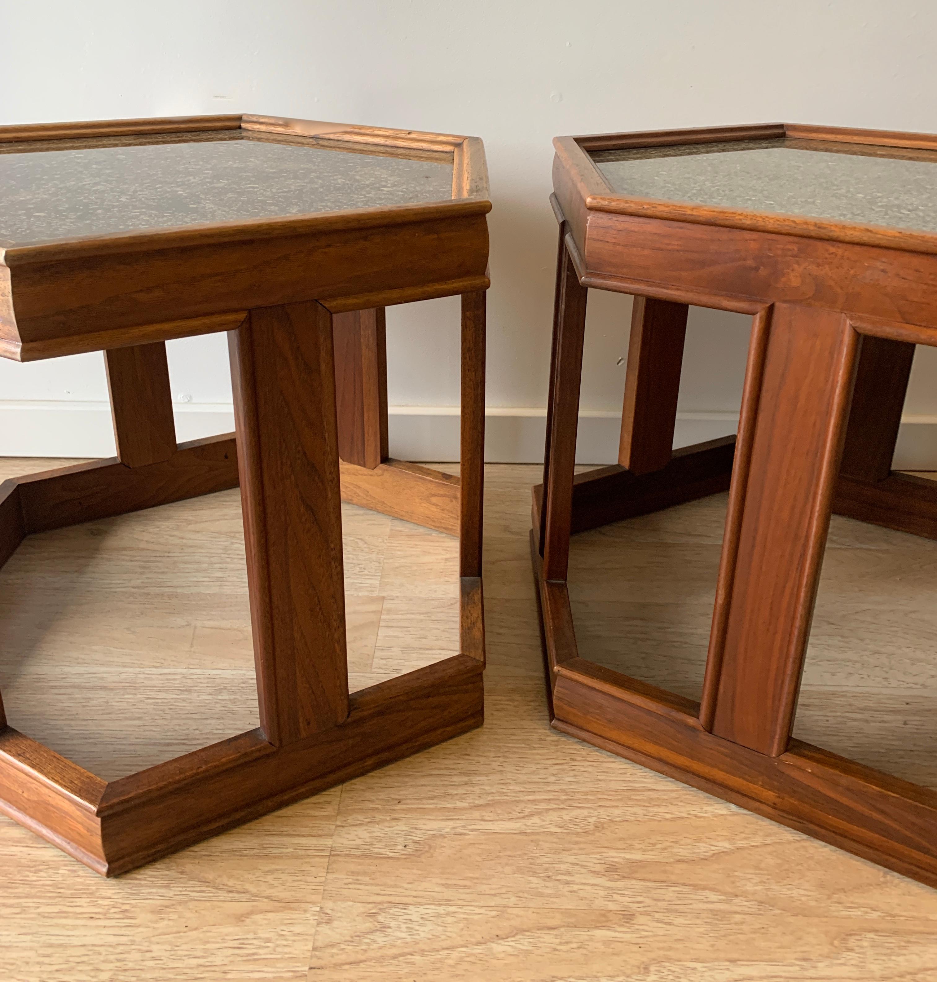 Pair of Brown Saltman Tables by John Keal In Good Condition In Los Angeles, CA
