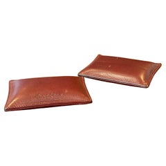 Pair of Brown Stitched Leather Paperweights by Stuart Kern
