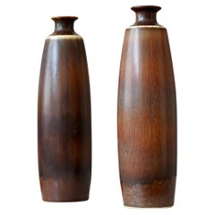 Paar Vasen aus braunem Steingut von Carl-Harry Stalhane, Rorstrand, Schweden, 1960er Jahre