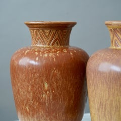 Coppia di vasi in gres marrone di Gunnar Nylund per Rorstrand, Svezia, anni '1940
