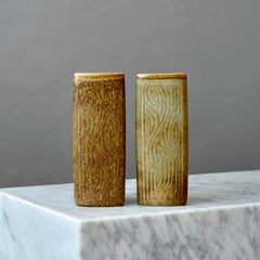 Pair of Brown Stoneware Vases by Gunnar Nylund for Rorstrand, Sweden, 1950s