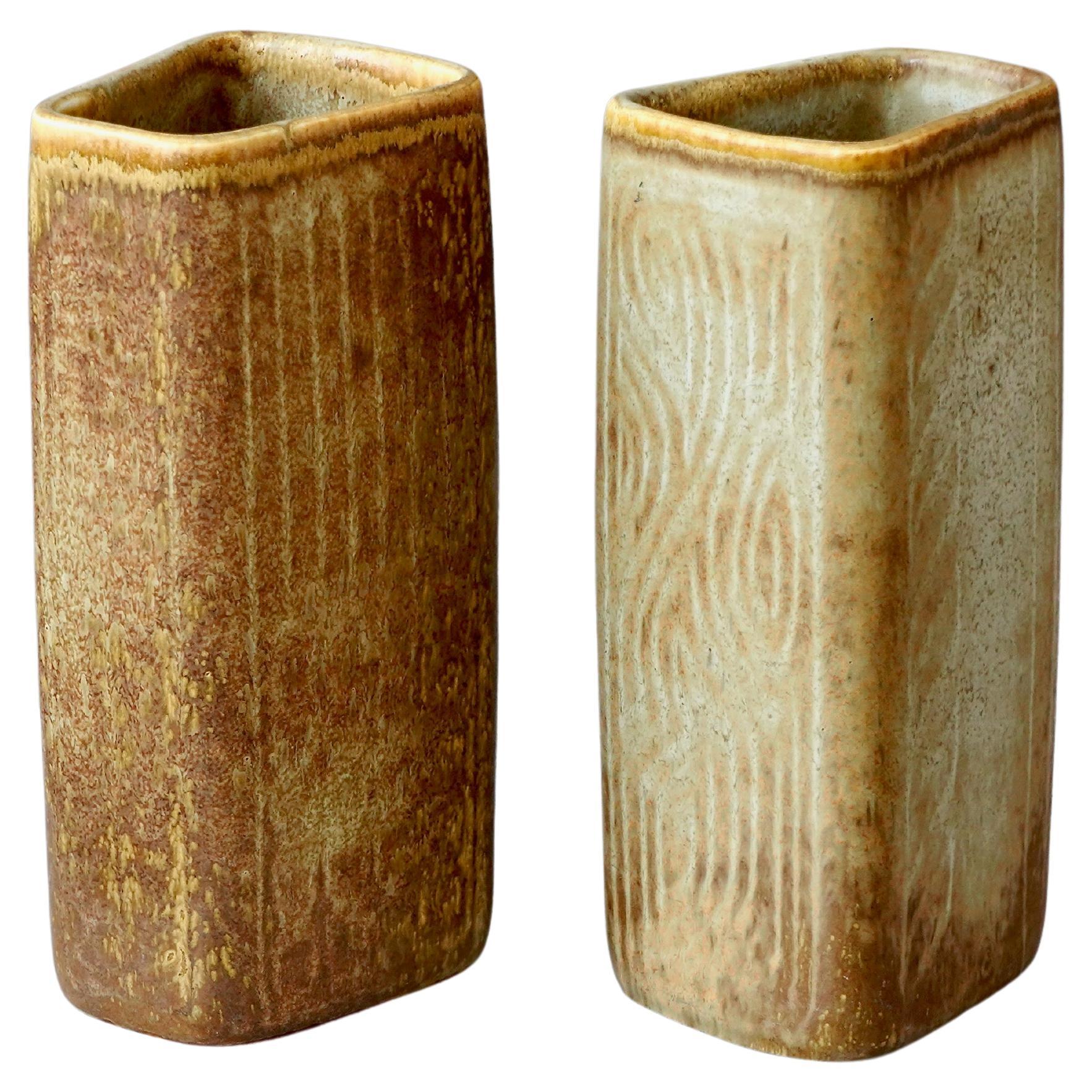 Paar Vasen aus braunem Steingut von Gunnar Nylund für Rorstrand, Schweden, 1950er Jahre im Angebot